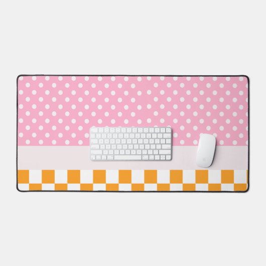 Aangepaste Monogram Roze Sinaasappel Polka Dot Che Bureaumat (Keyboard & Muis)