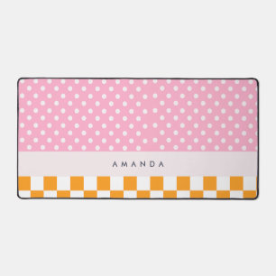 Aangepaste Monogram Roze Sinaasappel Polka Dot Che Bureaumat