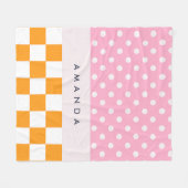 Aangepaste Monogram Roze Sinaasappel Polka Dot Che Fleece Deken (Voorkant (Horizontaal))