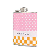 Aangepaste Monogram Roze Sinaasappel Polka Dot Che Heupfles (Links)