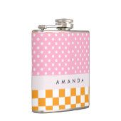 Aangepaste Monogram Roze Sinaasappel Polka Dot Che Heupfles (Rechts)