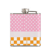 Aangepaste Monogram Roze Sinaasappel Polka Dot Che Heupfles (Achterkant)