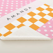 Aangepaste Monogram Roze Sinaasappel Polka Dot Che Sherpa Deken (3/4)