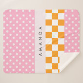Aangepaste Monogram Roze Sinaasappel Polka Dot Che Sherpa Deken (Voorkant (horizontaal))