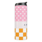 Aangepaste Monogram Roze Sinaasappel Polka Dot Che Thermosbeker (Gedraaid links)