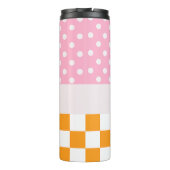 Aangepaste Monogram Roze Sinaasappel Polka Dot Che Thermosbeker (Achterkant)