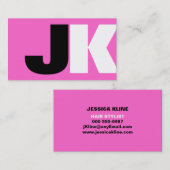 Aangepaste monogram roze visitekaartje (Voorkant / Achterkant)