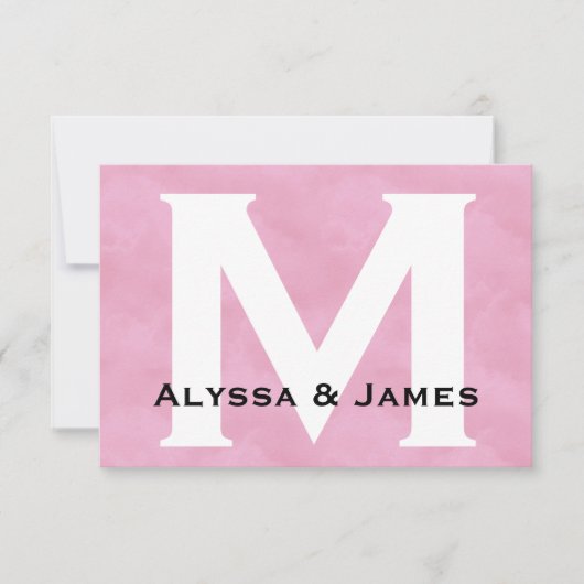 Aangepaste Monogram roze witte bruiloft RSVP-kaart RSVP Kaartje (Voorkant)