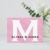 Aangepaste Monogram roze witte bruiloft RSVP-kaart RSVP Kaartje (Staand voorkant)