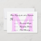 Aangepaste Monogram roze witte bruiloft RSVP-kaart RSVP Kaartje (Achterkant)