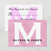 Aangepaste Monogram roze witte bruiloft RSVP-kaart RSVP Kaartje (Voorkant / Achterkant)
