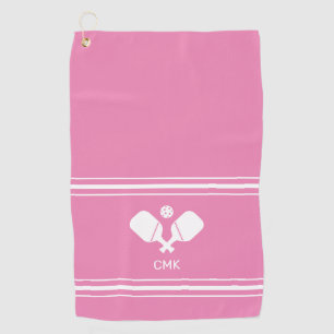Aangepaste monogram roze witte handschoen golfhanddoek