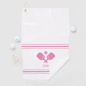Aangepaste monogram roze witte handschoen golfhanddoek (Insitu)