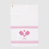 Aangepaste monogram roze witte handschoen golfhanddoek (Voorkant)