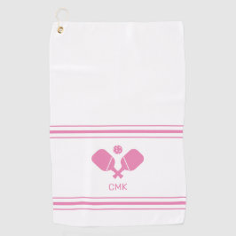 Aangepaste monogram roze witte handschoen golfhanddoek