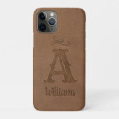 Aangepaste monogram Rustisch bruin leder Case-Mate iPhone Case (Achterkant)