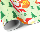 Aangepaste monogram Santa Claus die je cadeau geef Cadeaupapier (Rol Hoek)