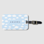 Aangepaste Monogram Schattigee Girly Blue Cloud Gi Bagagelabel (Voorkant (horizontaal))