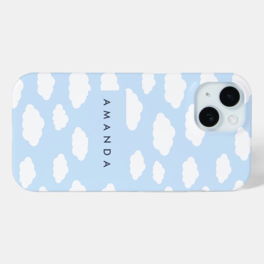 Aangepaste Monogram Schattigee Girly Blue Cloud Gi Case-Mate iPhone Case (Achterkant (horizontaal))
