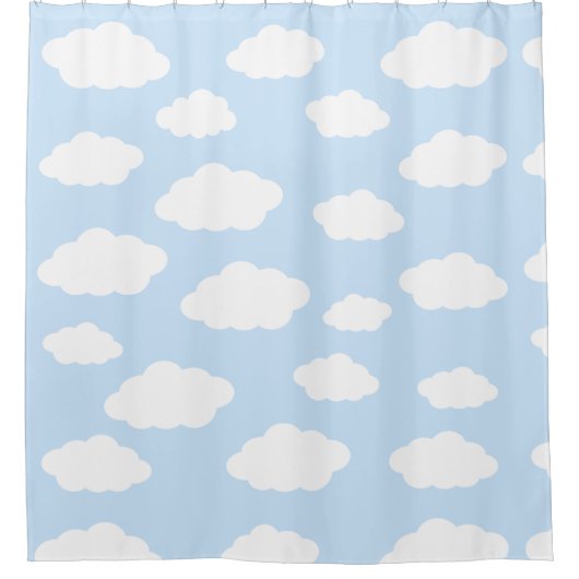 Aangepaste Monogram Schattigee Girly Blue Cloud Gi Douchegordijn (Voorkant)