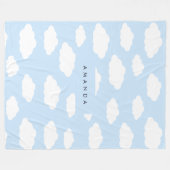 Aangepaste Monogram Schattigee Girly Blue Cloud Gi Fleece Deken (Voorkant (Horizontaal))