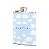 Aangepaste Monogram Schattigee Girly Blue Cloud Gi Heupfles (Links)