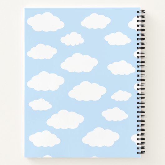 Aangepaste Monogram Schattigee Girly Blue Cloud Gi Notitieboek (Achterkant)