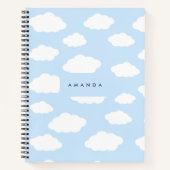 Aangepaste Monogram Schattigee Girly Blue Cloud Gi Notitieboek (Voorkant)