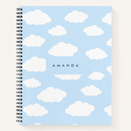 Aangepaste Monogram Schattigee Girly Blue Cloud Gi Notitieboek