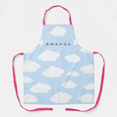 Aangepaste Monogram Schattigee Girly Blue Cloud Gi Schort (Voorkant)