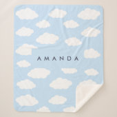 Aangepaste Monogram Schattigee Girly Blue Cloud Gi Sherpa Deken (Voorkant)