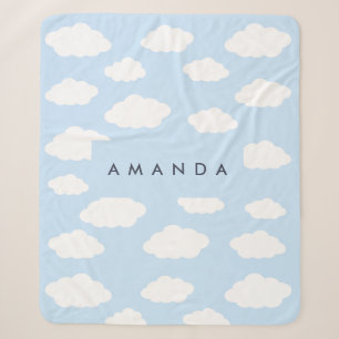 Aangepaste Monogram Schattigee Girly Blue Cloud Gi Sherpa Deken