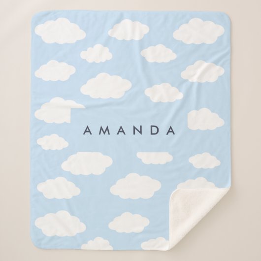 Aangepaste Monogram Schattigee Girly Blue Cloud Gi Sherpa Deken (Voorkant)