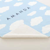 Aangepaste Monogram Schattigee Girly Blue Cloud Gi Sherpa Deken (3/4)