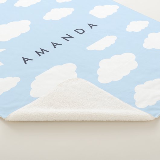 Aangepaste Monogram Schattigee Girly Blue Cloud Gi Sherpa Deken (3/4)