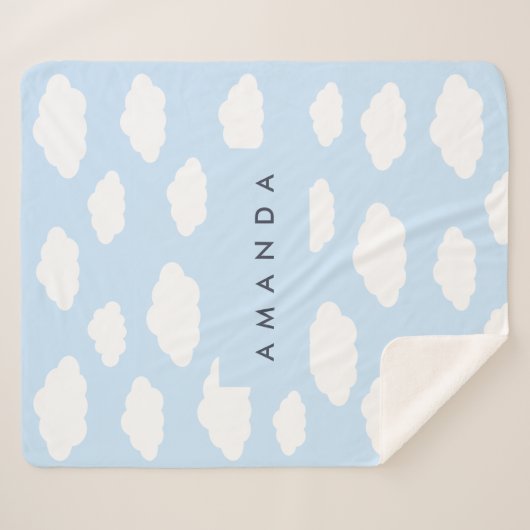 Aangepaste Monogram Schattigee Girly Blue Cloud Gi Sherpa Deken (Voorkant (horizontaal))