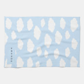 Aangepaste Monogram Schattigee Girly Blue Cloud Gi Theedoek (Horizontaal)