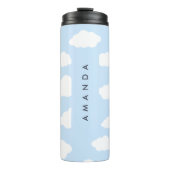 Aangepaste Monogram Schattigee Girly Blue Cloud Gi Thermosbeker (Voorkant)