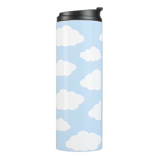 Aangepaste Monogram Schattigee Girly Blue Cloud Gi Thermosbeker (Gedraaid links)