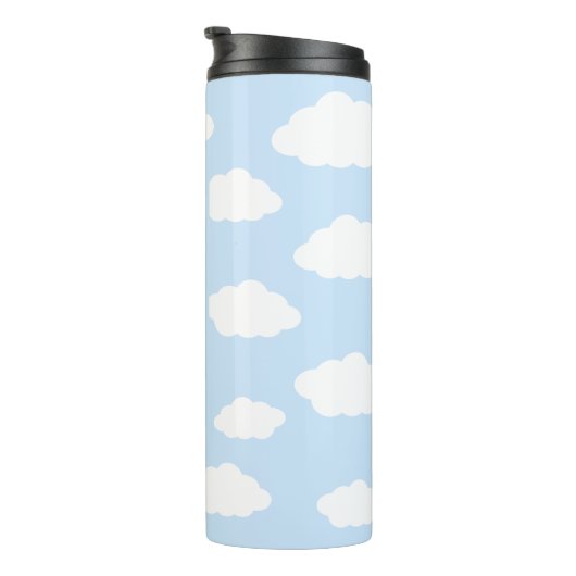 Aangepaste Monogram Schattigee Girly Blue Cloud Gi Thermosbeker (Geroteerd rechts)