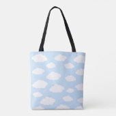 Aangepaste Monogram Schattigee Girly Blue Cloud Gi Tote Bag (Achterkant)