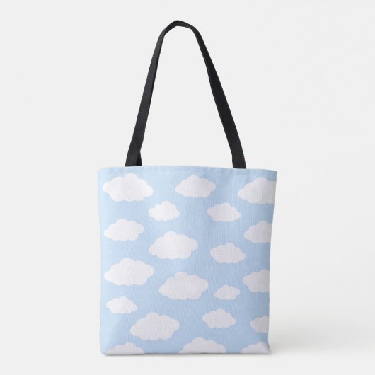 Aangepaste Monogram Schattigee Girly Blue Cloud Gi Tote Bag (Achterkant)