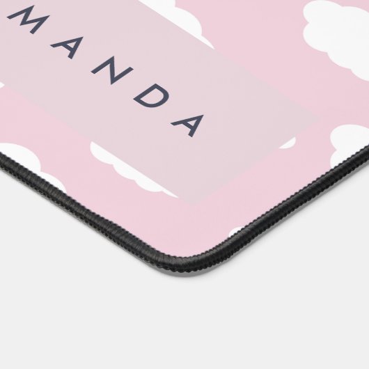 Aangepaste Monogram Schattigee Girly Pink Cloud Gi Bureaumat (Hoek)