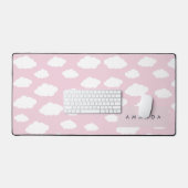 Aangepaste Monogram Schattigee Girly Pink Cloud Gi Bureaumat (Keyboard & Muis)