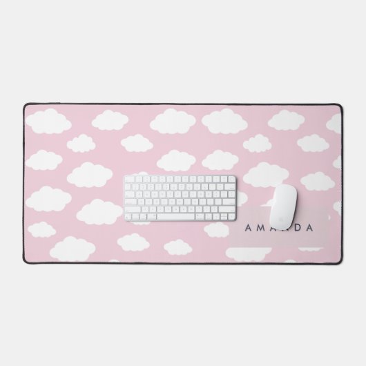 Aangepaste Monogram Schattigee Girly Pink Cloud Gi Bureaumat (Keyboard & Muis)