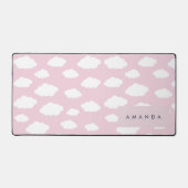 Aangepaste Monogram Schattigee Girly Pink Cloud Gi Bureaumat (Voorkant)