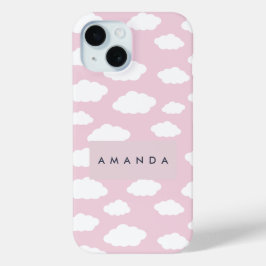 Aangepaste Monogram Schattigee Girly Pink Cloud Gi iPhone 15 Case