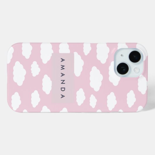 Aangepaste Monogram Schattigee Girly Pink Cloud Gi Case-Mate iPhone Case (Achterkant (horizontaal))