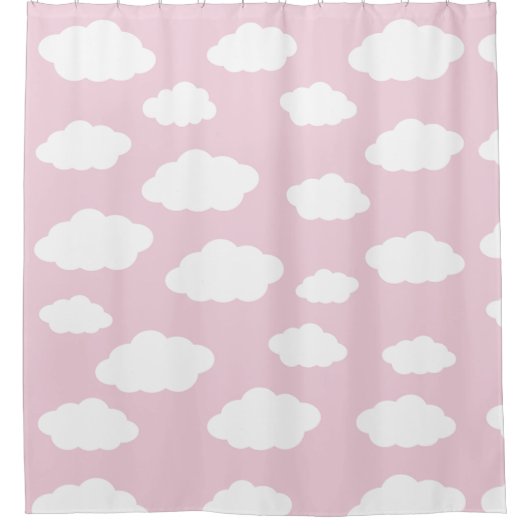 Aangepaste Monogram Schattigee Girly Pink Cloud Gi Douchegordijn (Voorkant)