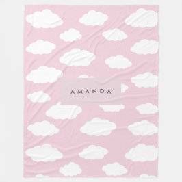 Aangepaste Monogram Schattigee Girly Pink Cloud Gi Fleece Deken